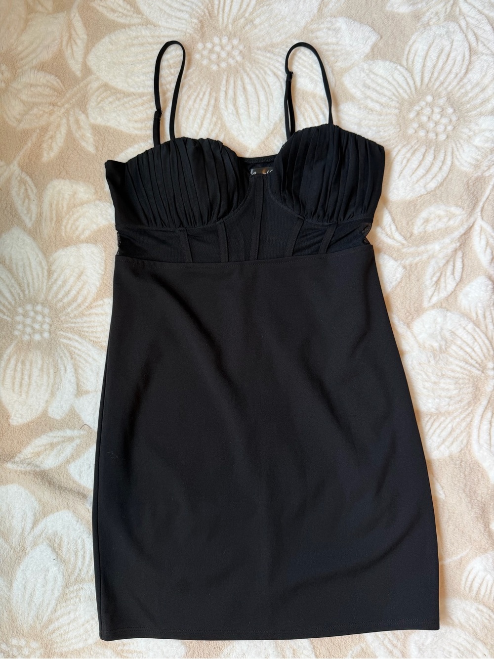 Crystal Doll Black Pleated Bust Mini Dress